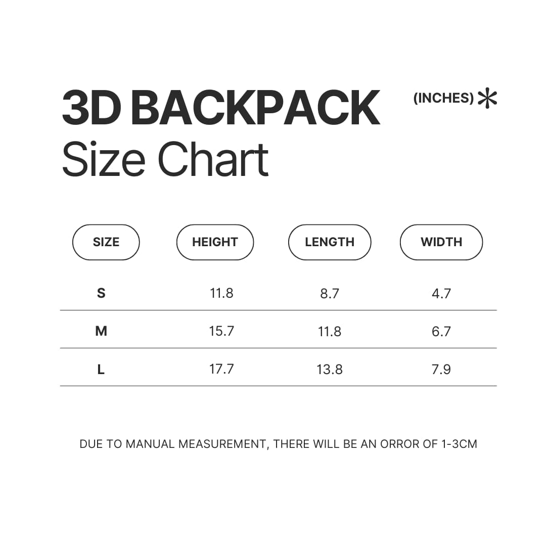 3D Backpack Size Chart - Sakamoto Days Store