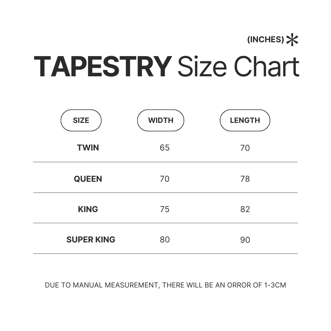 Tapestry Size Chart - Sakamoto Days Store